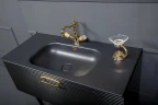 Тумба под раковину Boheme Armadi Art Vallessi Avangarde Linea 80 842-080-BG подвесная Черная Золото МДФ / ЛДСП