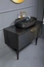 Тумба под раковину Boheme Armadi Art Vallessi Avangarde Linea 80 842-080-BG подвесная Черная Золото МДФ / ЛДСП