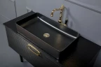 Тумба под раковину Boheme Armadi Art Vallessi Avangarde Linea 80 842-080-BG подвесная Черная Золото МДФ / ЛДСП