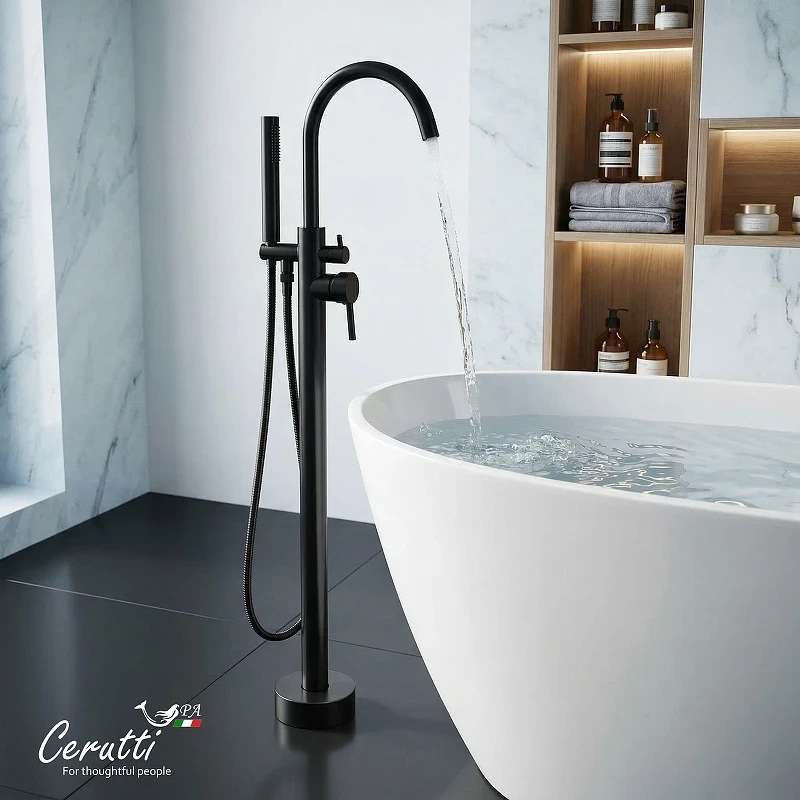 Смеситель для ванны Ceruttispa Тобия (Tobia) GG CT12114 12114 цвет Черный матовый