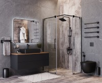 Зеркало Bond Loft 100x80 M35ZE-10080 с подсветкой Черное глянцевое с бесконтактным выключателем МДФ / ЛДСП, стекло