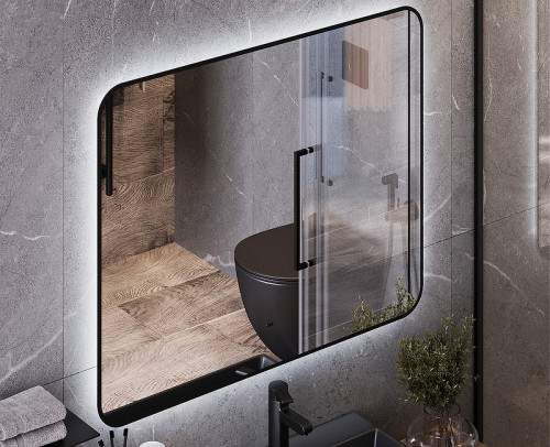 Зеркало Bond Loft 100x80 M35ZE-10080 с подсветкой Черное глянцевое с бесконтактным выключателем МДФ / ЛДСП, стекло