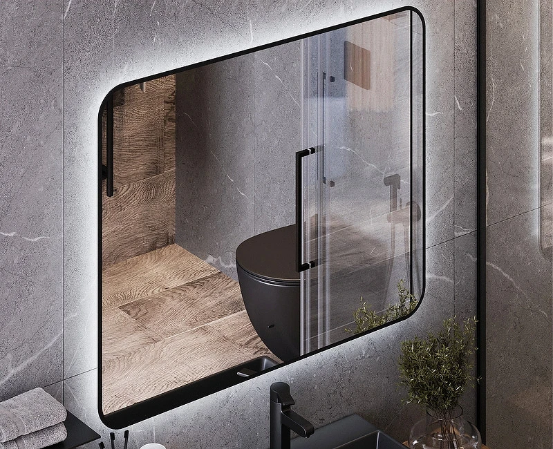 Зеркало Bond Loft 100x80 M35ZE-10080 с подсветкой Черное глянцевое с бесконтактным выключателем МДФ / ЛДСП, стекло