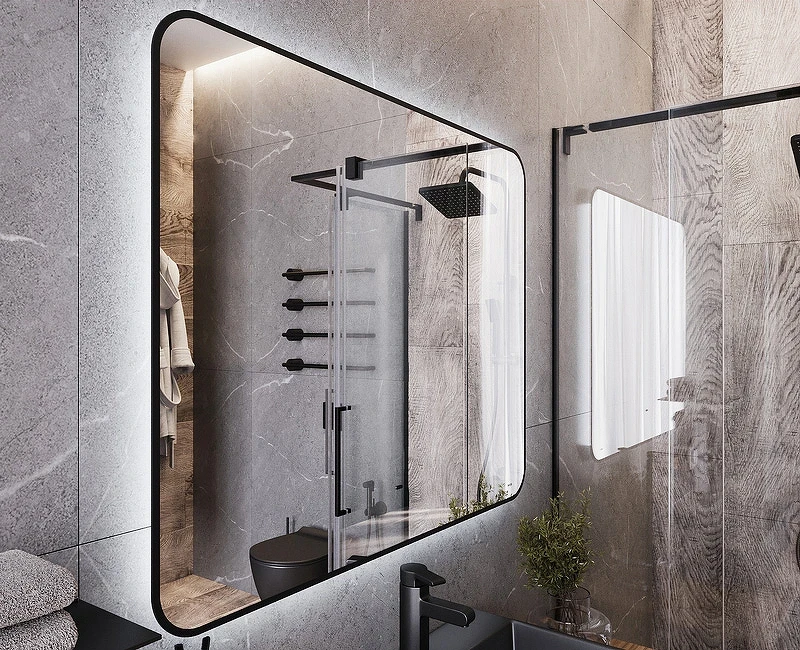 Зеркало Bond Loft 100x80 M35ZE-10080 с подсветкой Черное глянцевое с бесконтактным выключателем МДФ / ЛДСП, стекло