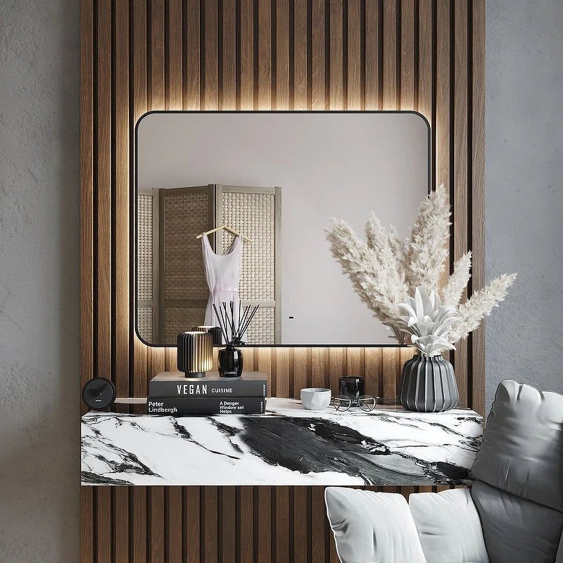 Зеркало Bond Loft 100x80 M35ZE-10080 с подсветкой Черное глянцевое с бесконтактным выключателем МДФ / ЛДСП, стекло