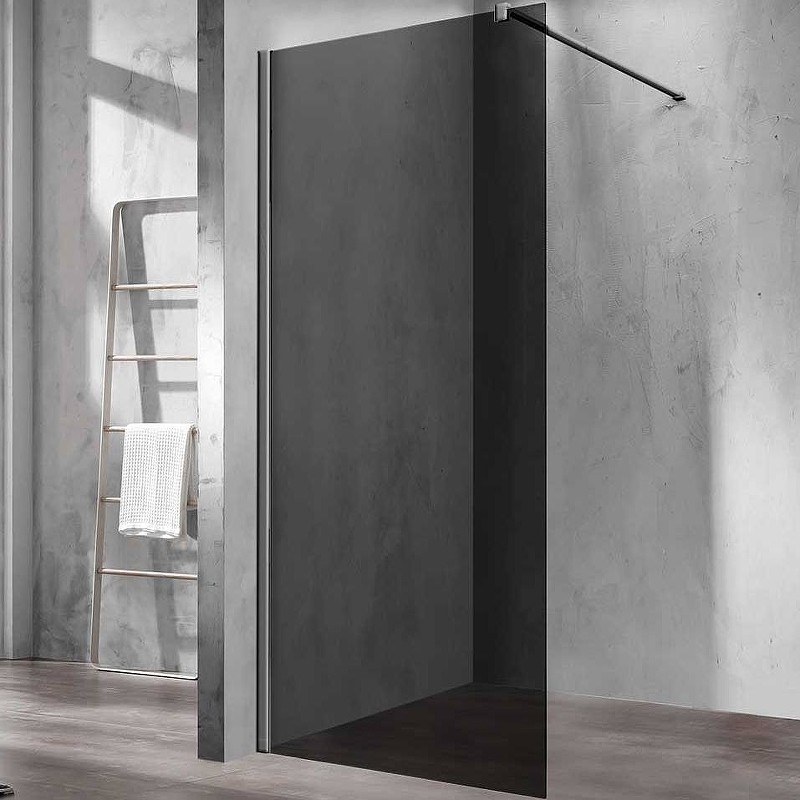 Душевая перегородка Vincea Walk-In 110 VSW-1H110CGGM профиль Вороненая сталь стекло тонированное