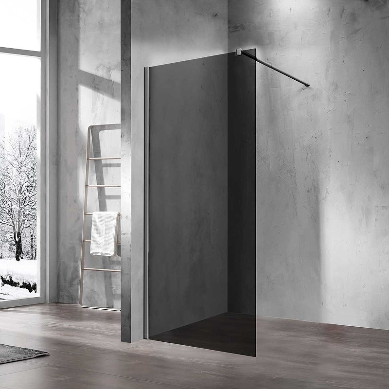 Душевая перегородка Vincea Walk-In 110 VSW-1H110CGGM профиль Вороненая сталь стекло тонированное