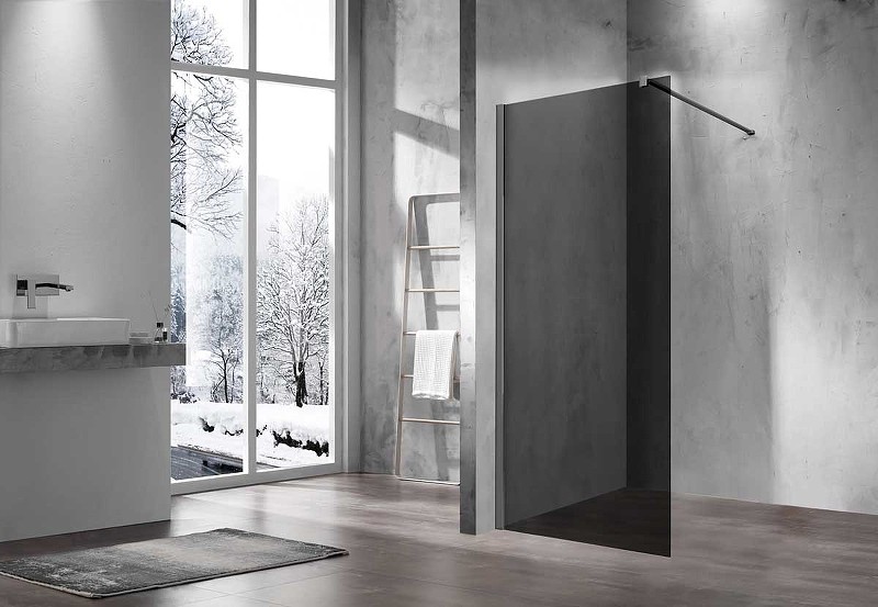 Душевая перегородка Vincea Walk-In 110 VSW-1H110CGGM профиль Вороненая сталь стекло тонированное