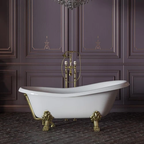 Ванна из искусственного камня Migliore Milady 185x82 26240 ножки Leone Lux Золото