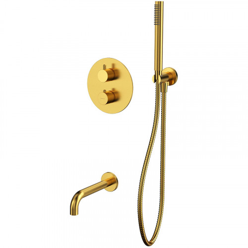 Смеситель для ванны Whitecross Y brushed gold YSET10GLB с термостатом Брашированное золото латунь встраиваемый