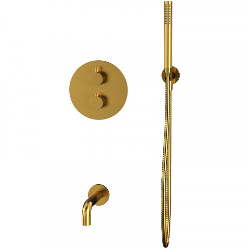 Смеситель для ванны Whitecross Y brushed gold YSET10GLB с термостатом Брашированное золото латунь встраиваемый