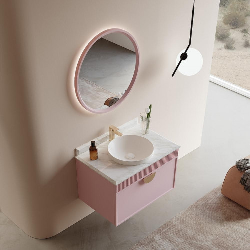 Тумба с раковиной Orka Molino 82 5004612 подвесная цвет Розовый матовый