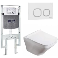 Комплект унитаза с инсталляцией WeltWasser AMBERG 497 ST + HOFBACH 041 GL-WT + AMBERG RD-WT 10000011655 цвет Белый глянцевый с сиденьем Микролифт и клавишей смыва цвет Белый