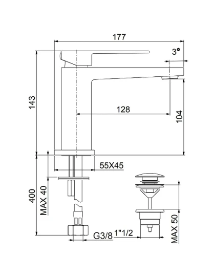 Смеситель для раковины Fiore Kube 100CR8515