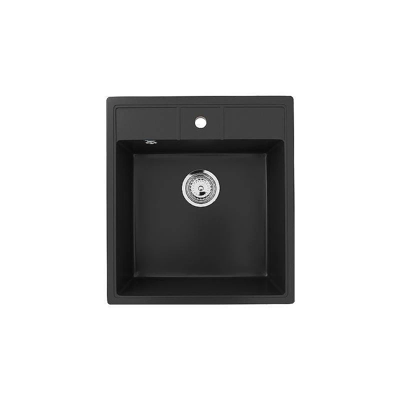 Кухонная мойка Ulgran Classic U-406-344 Ультра-черная со смесителем Viko V-3224 Хром Черный