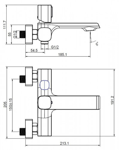 Cмеситель для ванны Creavit Alfa AL2500S цвет Черный матовый