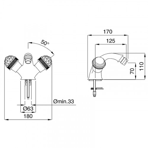 Смеситель для биде Migliore Axo 18483 Хром латунь
