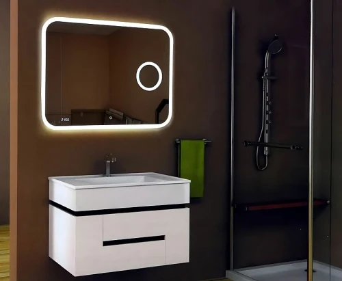 Зеркало Relisan Constance 800х600 Гл000024353 с подсветкой с сенсорным выключателем, увеличением и часами