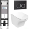 Комплект унитаза с инсталляцией WeltWasser AMBERG 350 + ODENBACH 004 GL-WT + AMBERG RD-BL 10000012399 цвет Белый глянцевый с сиденьем Микролифт и клавишей смыва цвет Черный