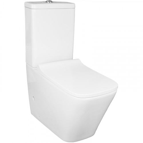 Унитаз компакт Azario Quadro AZ-2175 Белый с бачком и сиденьем Микролифт фаянс напольный