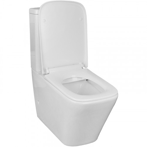 Унитаз компакт Azario Quadro AZ-2175 Белый с бачком и сиденьем Микролифт фаянс напольный