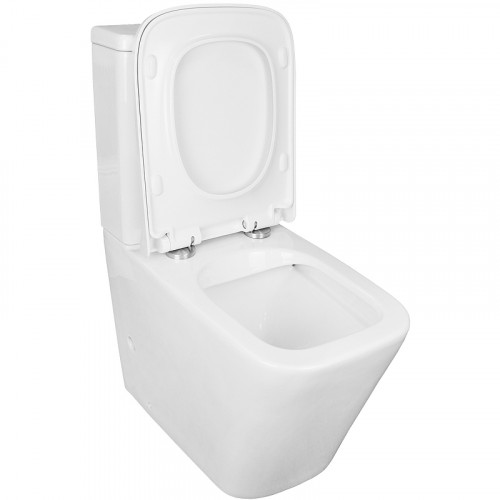 Унитаз компакт Azario Quadro AZ-2175 Белый с бачком и сиденьем Микролифт фаянс напольный