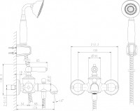 Смеситель для ванны Bravat Art F675109U-B1-RUS Бронза латунь на стену