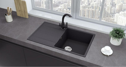 Кухонная мойка Ulgran Quartz Prima 850-09 Асфальт искусственный камень (литьевой мрамор) встраиваемый