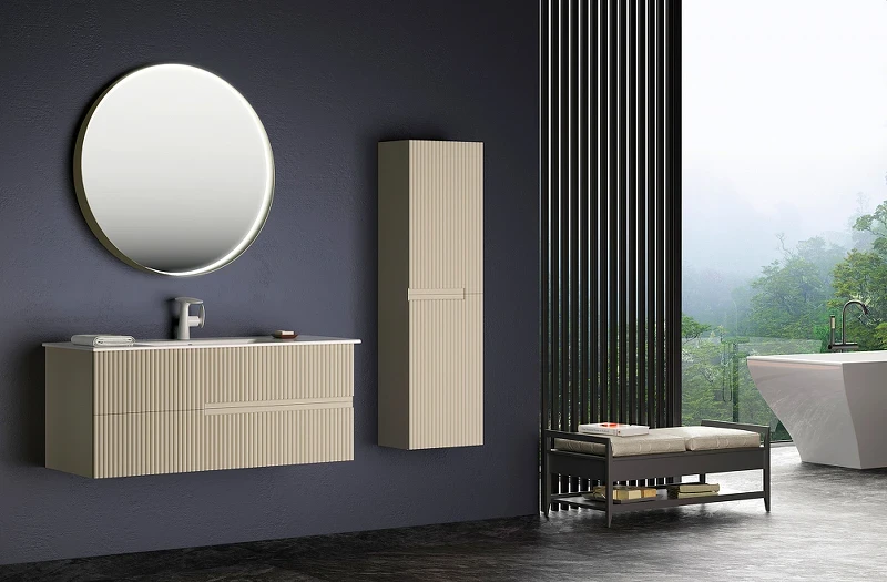 Зеркало Orka Moonlight 75x75 3001336 с подсветкой Бежевое матовое МДФ / ЛДСП, стекло