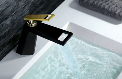 Смеситель для раковины Bronze de Luxe Quadro A919B Черный Золото латунь