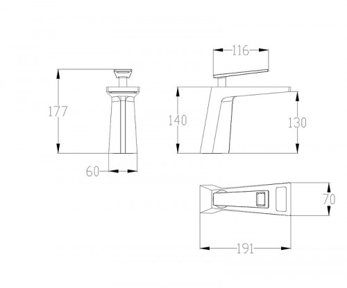 Смеситель для раковины Bronze de Luxe Quadro A919B Черный Золото латунь