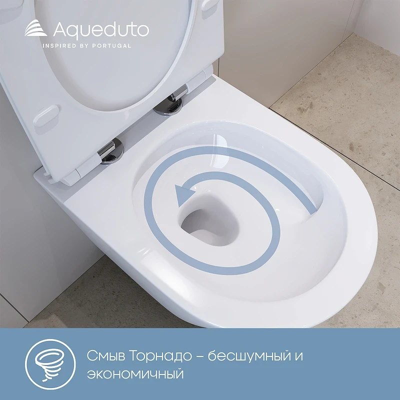 Унитаз Aqueduto Cone Торнадо CONT0110 подвесной Белый глянцевый с сиденьем Микролифт фаянс подвесной