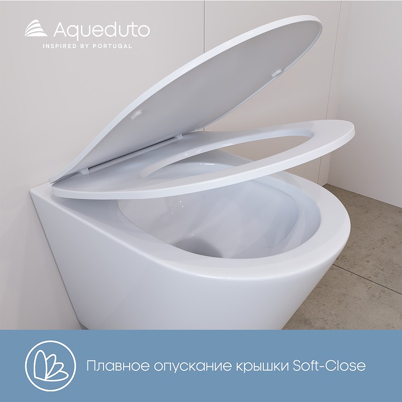 Унитаз Aqueduto Cone Торнадо CONT0110 подвесной Белый глянцевый с сиденьем Микролифт фаянс подвесной