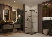Душевая перегородка Ambassador Walk-in 90х200 15031241 профиль Черный стекло прозрачное