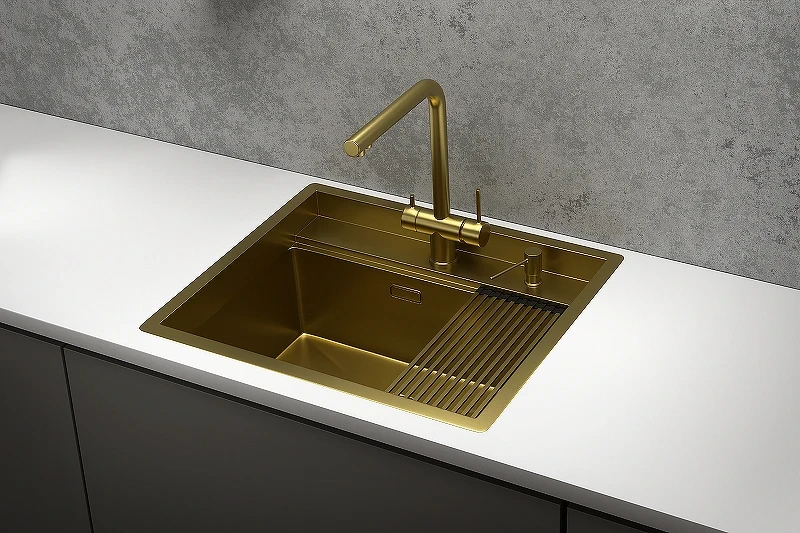 Кухонная мойка Granula Kitchen Space 60 6051 цвет Золото сатин