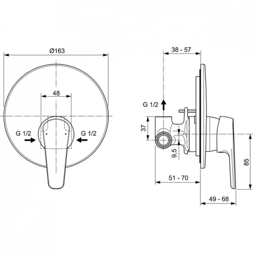 Смеситель для душа Ideal Standard Cerafine O A7192AA цвет Хром