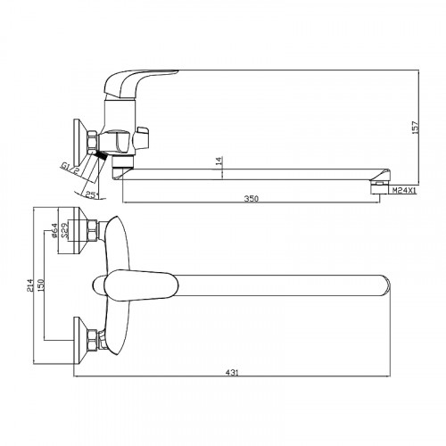 Смеситель для ванны Olive's Castilla 07221CS универсальный Хром