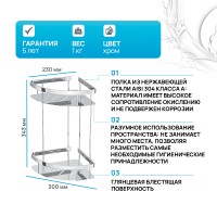 Полка корзина AM.PM Sense L A7454200 угловая Хром
