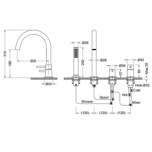 Смеситель на борт ванны Timo Saona 2320/03Y Черный