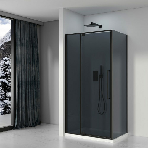 Душевой уголок Black&amp;White Stellar Wind S818 BG 100x80 8181000G профиль Черный матовый стекло серое