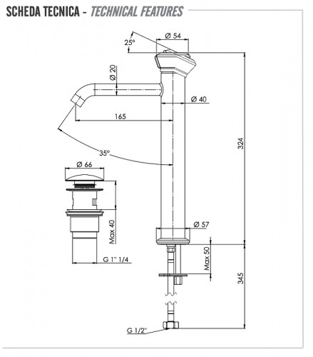 Смеситель для раковины Remer Element ET10LXL цвет Хром