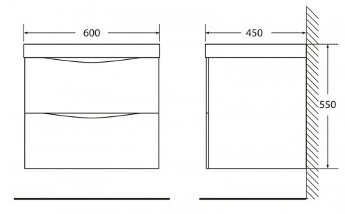Тумба под раковину BelBagno Marino 60  MARINO-600-2C-SO-NL-P подвесная Nero Lucido МДФ / ЛДСП