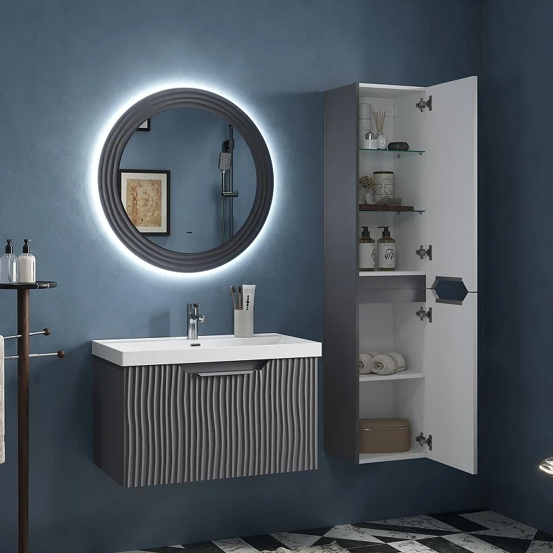 Шкаф пенал Equil Mirage 36 ppMIRAGE36.R-07 подвесной цвет Графит софт
