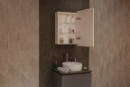 Зеркальный шкаф Silver Mirrors Киото-2 Flip 50 LED-00002681 с подсветкой Белый МДФ / ЛДСП, стекло