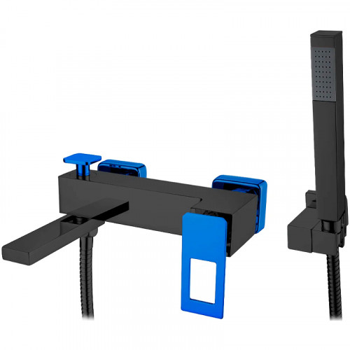 Смеситель для ванны Boheme Q 143-BUW Черный матовый Синий латунь на стену