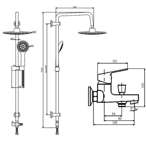 Душевая система Dorff Norma D0711010 Хром латунь на стену