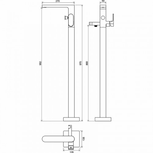 Смеситель для ванны Ravak Chrome X070101 Хром латунь на пол