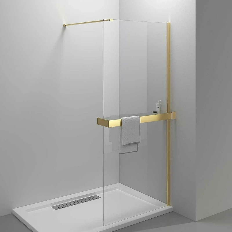 Душевая перегородка Vincea Walk-In HR 90 VSW-4HR900CLG профиль Брашированное золото стекло прозрачное