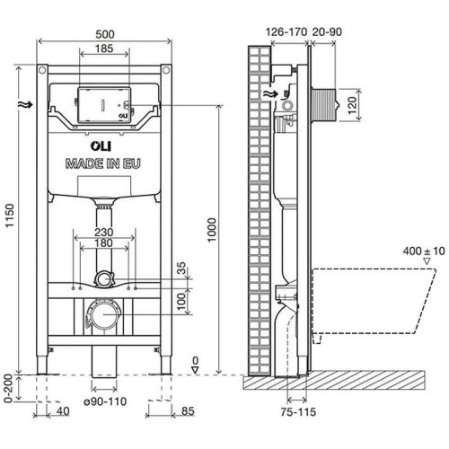 Инсталляция для унитаза Oli Eco CR14090879593/CR14090879235 без клавиши смыва