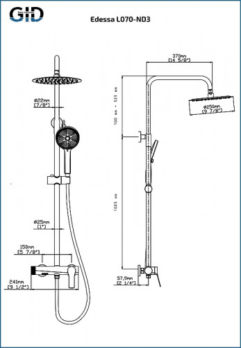 Душевая система Gid Edessa L070BMND3 цвет Черный матовый